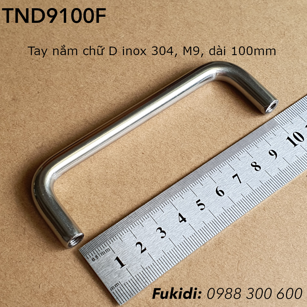 Tay nắm chữ D inox 304, M9 dài 100mm - TND9100F