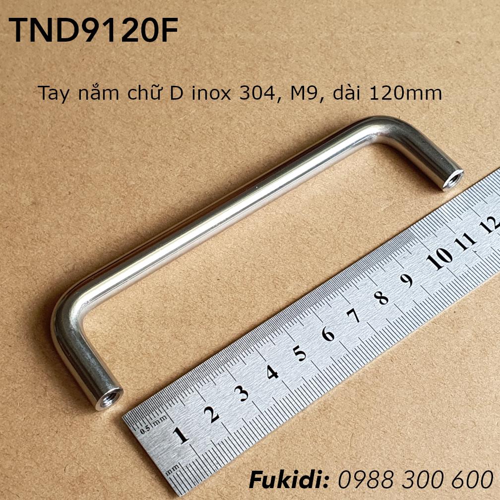 Tay nắm chữ D inox 304, M9 dài 120mm - TND9120F
