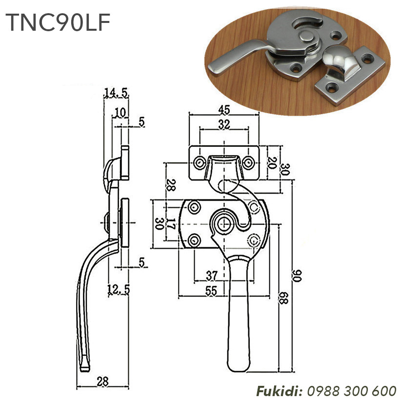 Chi tiết kích thước tay nắm TNC90FL