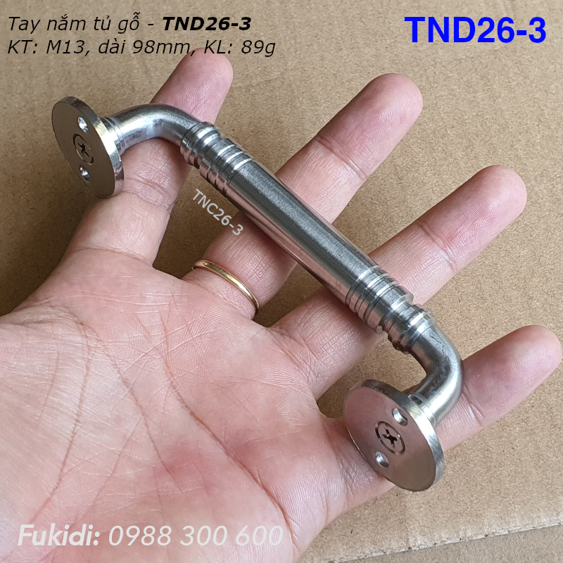 Tay nắm hộc tủ, cửa tủ gỗ, thép không gỉ, KT M11 dài 98mm - TND26-3