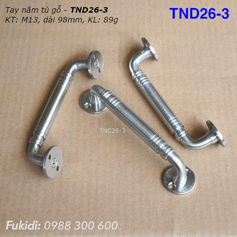 Tay nắm hộc tủ, cửa tủ gỗ, thép không gỉ, KT M11 dài 98mm - TND26-3