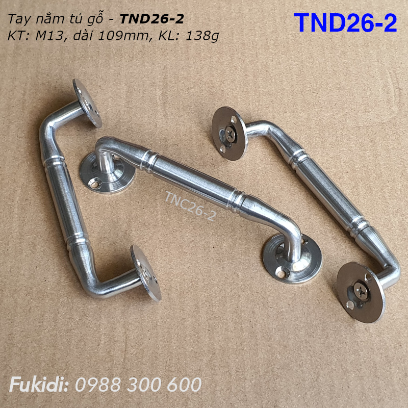 Tay nắm cửa tủ gỗ, hộc tủ, thép không gỉ, KT M13 dài 109mm - TND26-2
