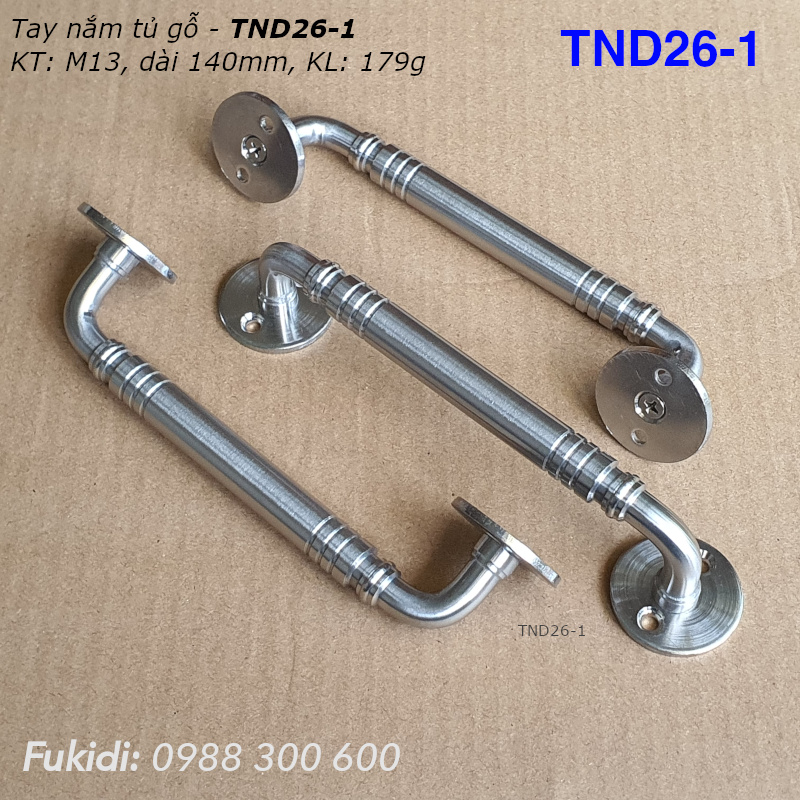 Tay nắm cửa tủ gỗ, thép không gỉ, KT M13 dài 140mm - TND26-1