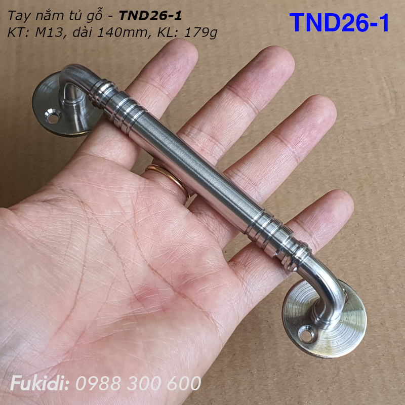 Tay nắm cửa tủ gỗ, thép không gỉ, KT M13 dài 140mm - TND26-1