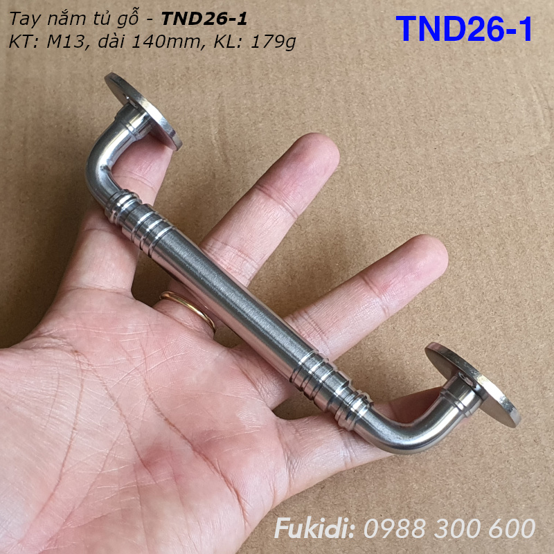 Tay nắm cửa tủ gỗ, thép không gỉ, KT M13 dài 140mm - TND26-1