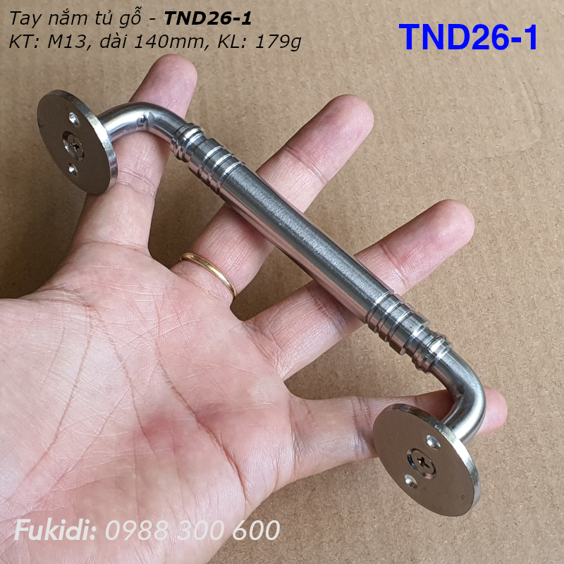 Tay nắm cửa tủ gỗ, thép không gỉ, KT M13 dài 140mm - TND26-1