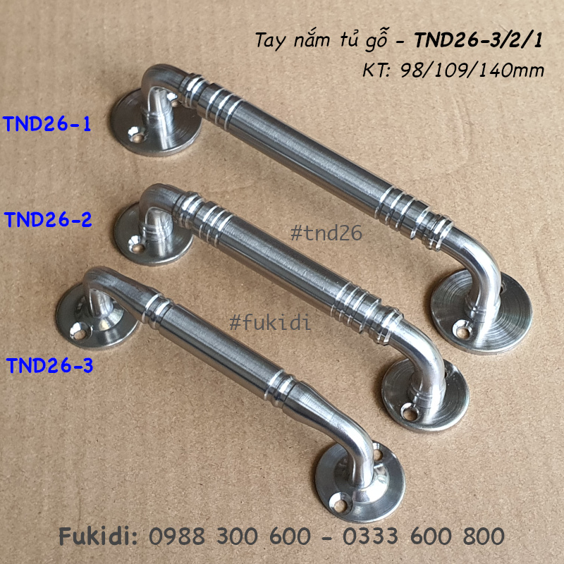 Tay nắm cửa tủ gỗ, hộc tủ, thép không gỉ, KT M13 dài 109mm - TND26-2