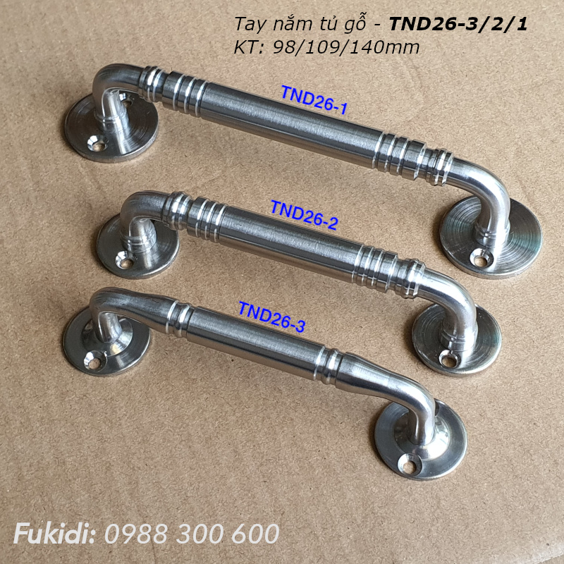 Tay nắm hộc tủ, cửa tủ gỗ, thép không gỉ, KT M11 dài 98mm - TND26-3