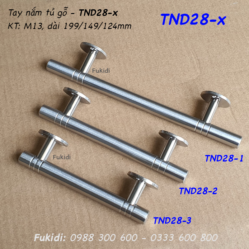 Tay nắm hộc tủ, cửa tủ gỗ, thép không gỉ, KT: M13 dài 199mm - TND28-1