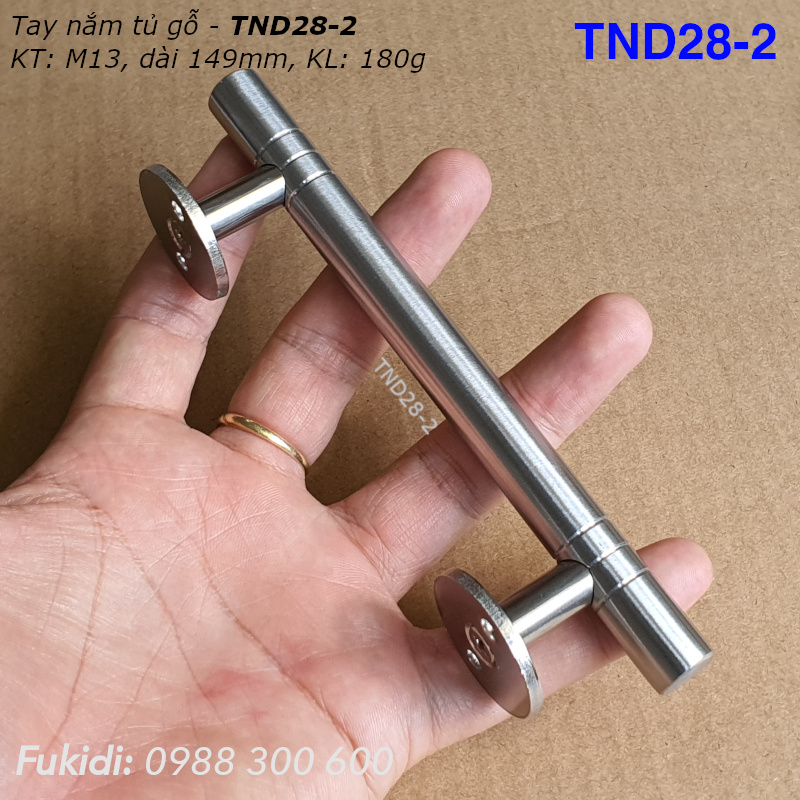 Tay nắm cửa tủ, hộc tủ, thép không gỉ, KT: M13 dài 149mm - TND28-2