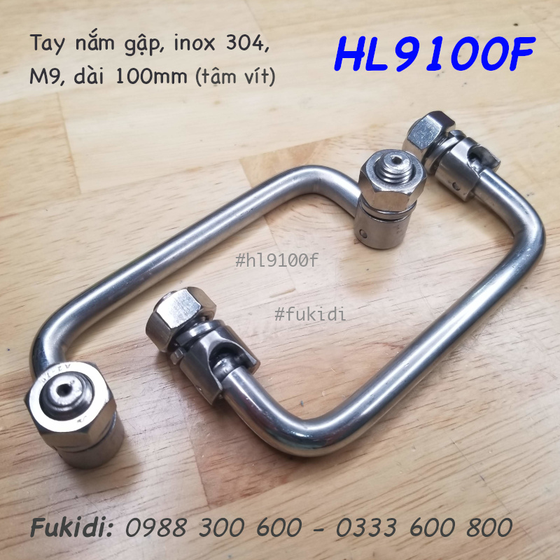 Tay nắm chữ D có thể gập, M9, Inox 304 chiều dài 100mm - HL9100F