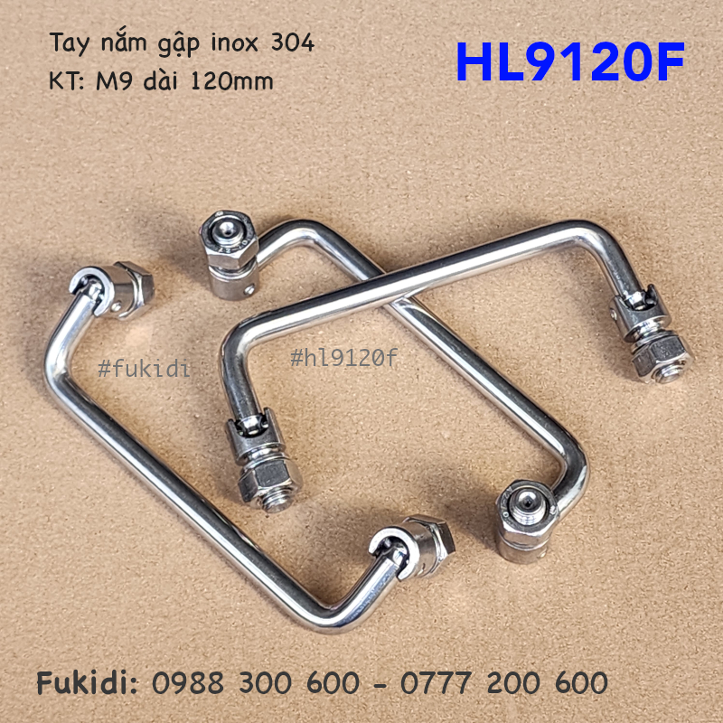 Tay nắm gập inox 304, kích thước M9 dài 120mm - HL9120F