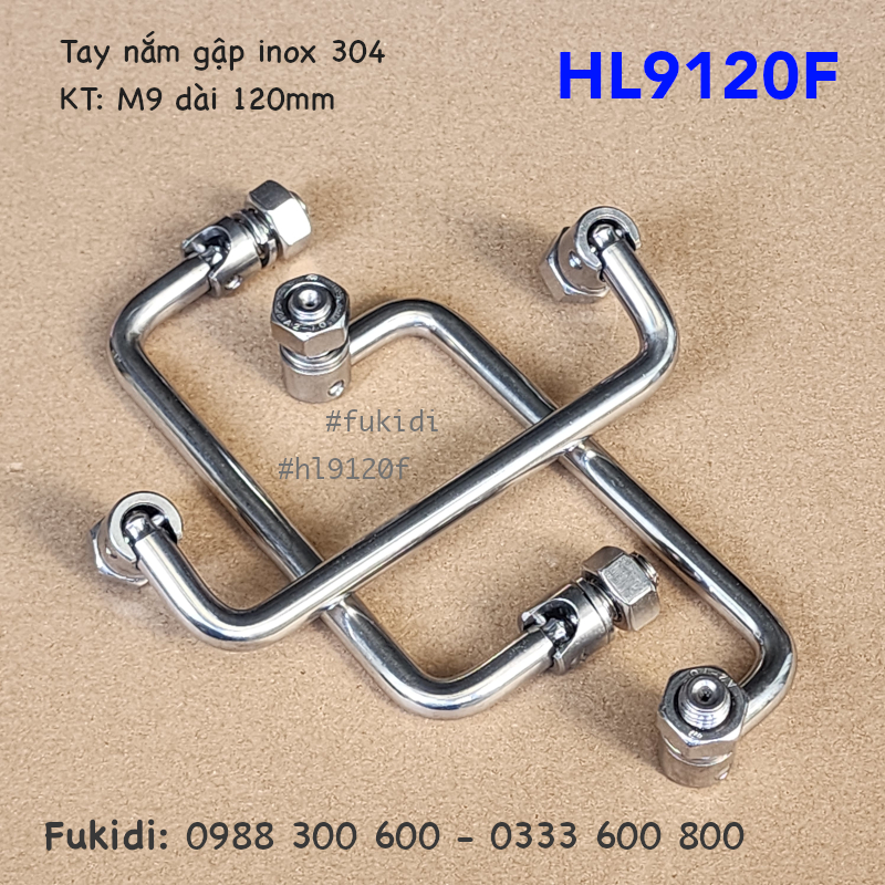 Tay nắm gập inox 304, kích thước M9 dài 120mm - HL9120F