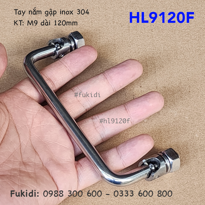 Tay nắm gập inox 304, kích thước M9 dài 120mm - HL9120F