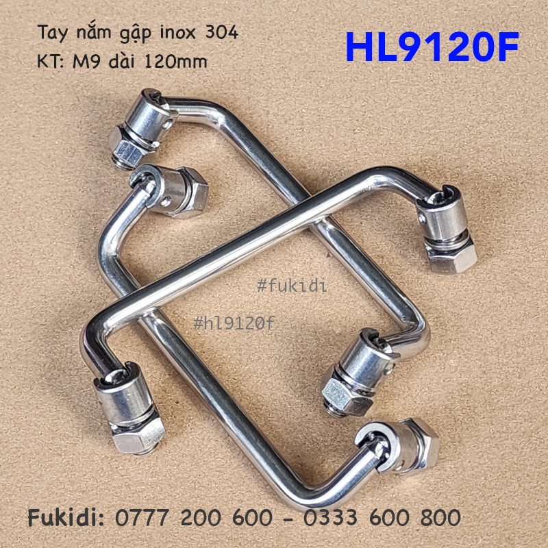 Tay nắm gập inox 304, kích thước M9 dài 120mm - HL9120F