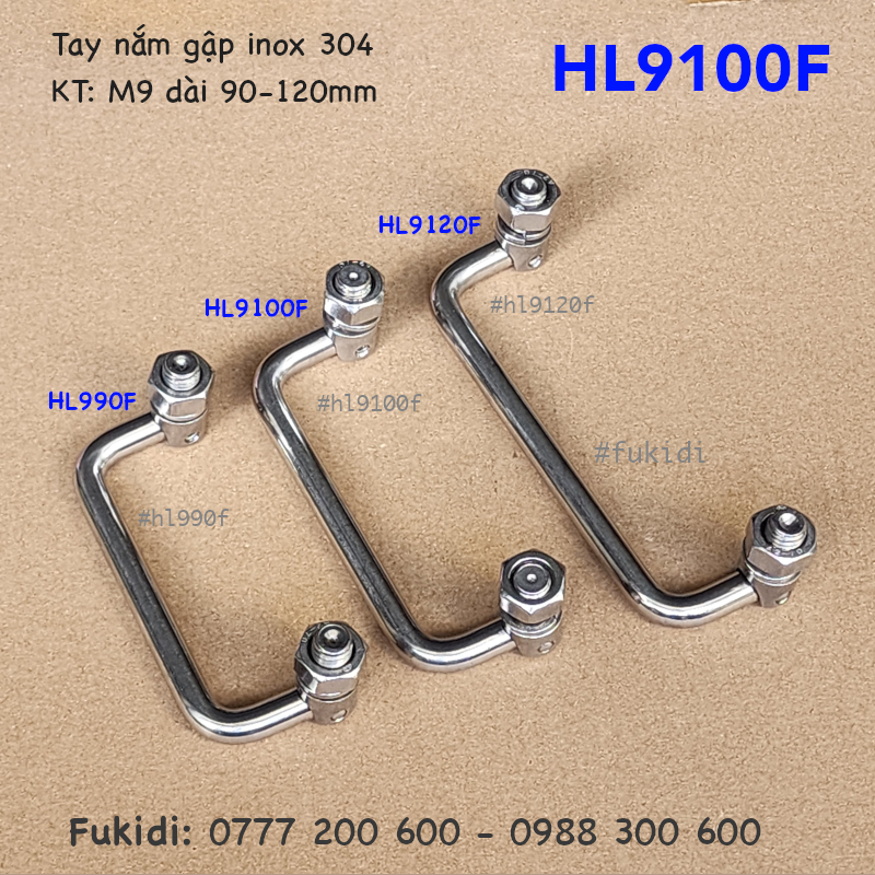 Tay nắm gập inox 304, kích thước M9 dài 120mm - HL9120F