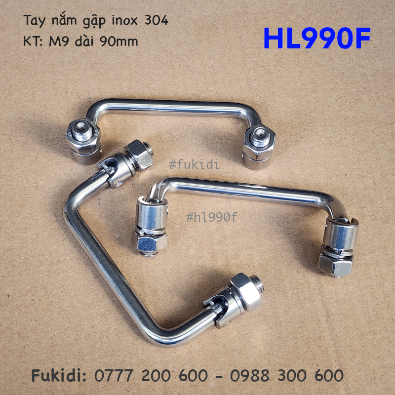 Tay nắm gập inox 304, phi 9 dài 90mm - HL990F
