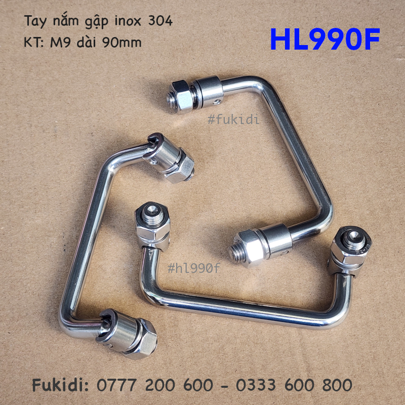 Tay nắm gập inox 304, phi 9 dài 90mm - HL990F