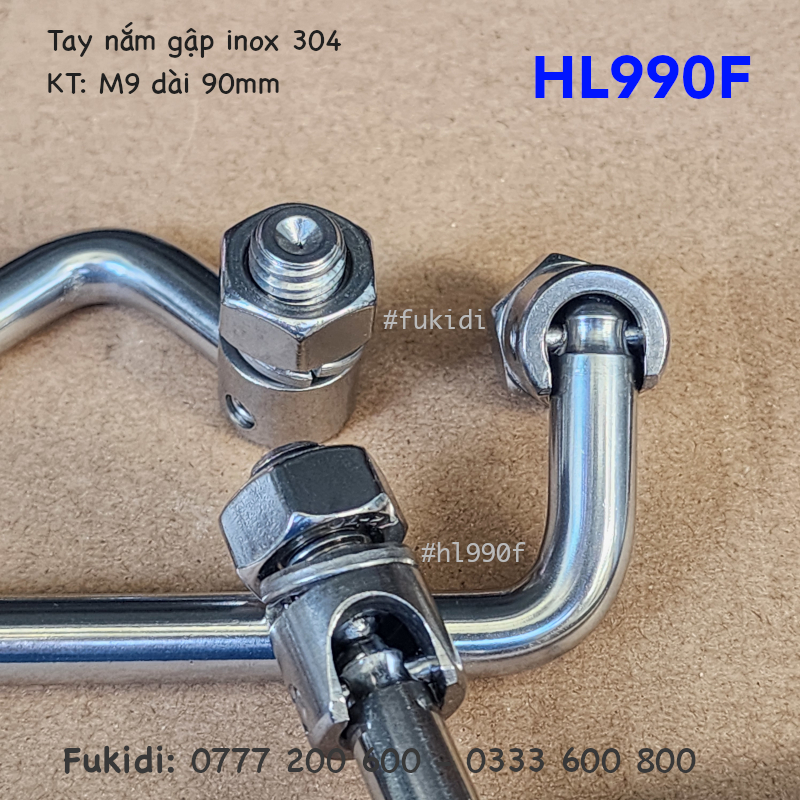 Tay nắm gập inox 304, phi 9 dài 90mm - HL990F