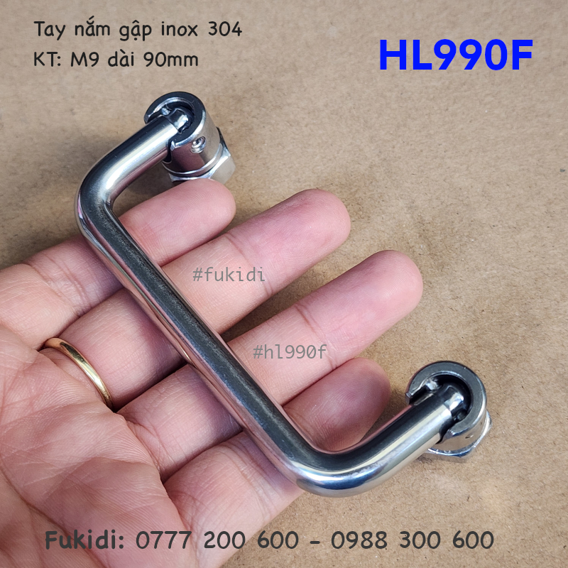 Tay nắm gập inox 304, phi 9 dài 90mm - HL990F