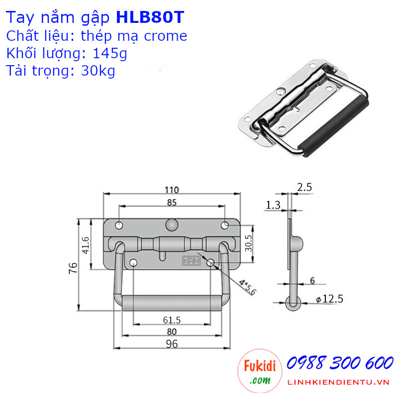 Chi tiết kích thước của tay nằm gập HLB80T