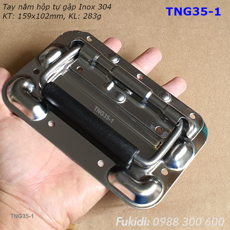 Tay nắm hộp dụng cụ tự gập, inox 304, KT: 159x102mm - TNG35-1