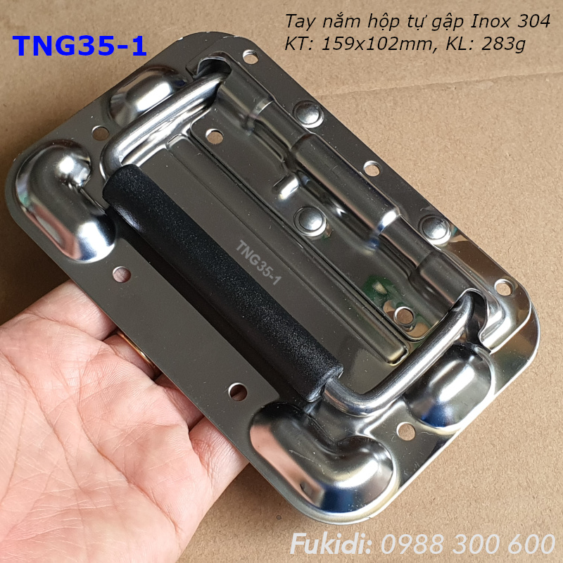 Tay nắm hộp dụng cụ tự gập, inox 304, KT: 159x102mm - TNG35-1