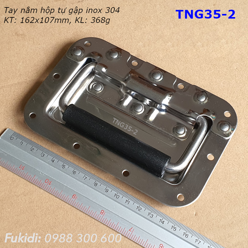 Tay nắm hộp gỗ tự gập, inox 304, KT: 162x107mm, KL 368g - TNG35-2