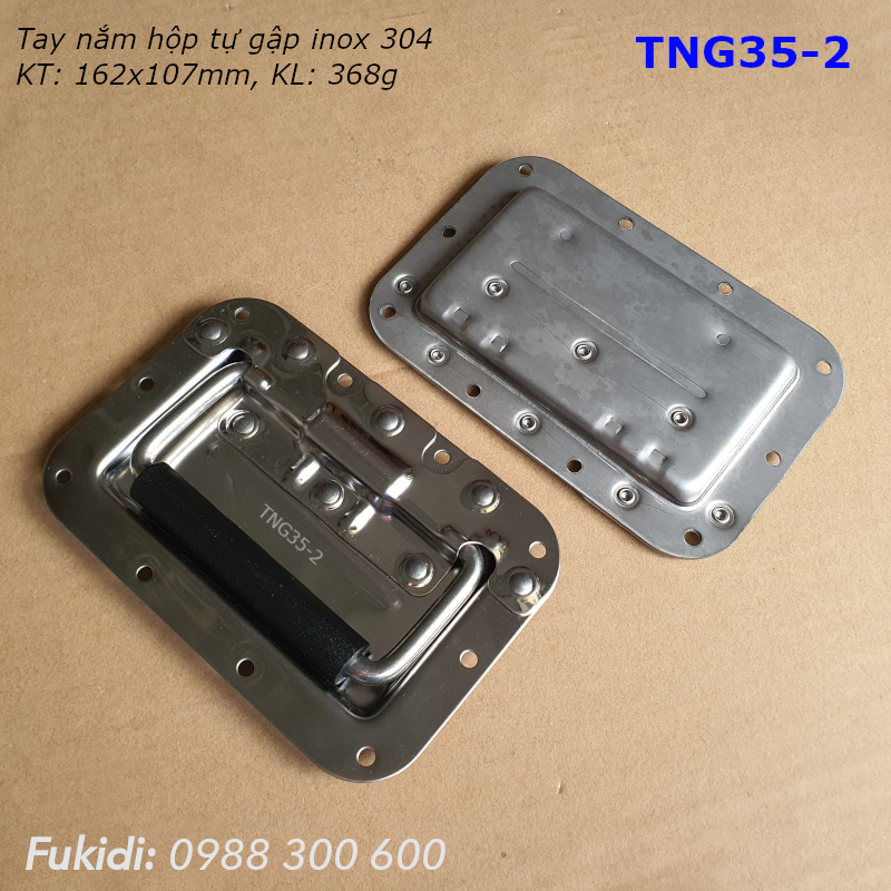 Tay nắm hộp gỗ tự gập, inox 304, KT: 162x107mm, KL 368g - TNG35-2