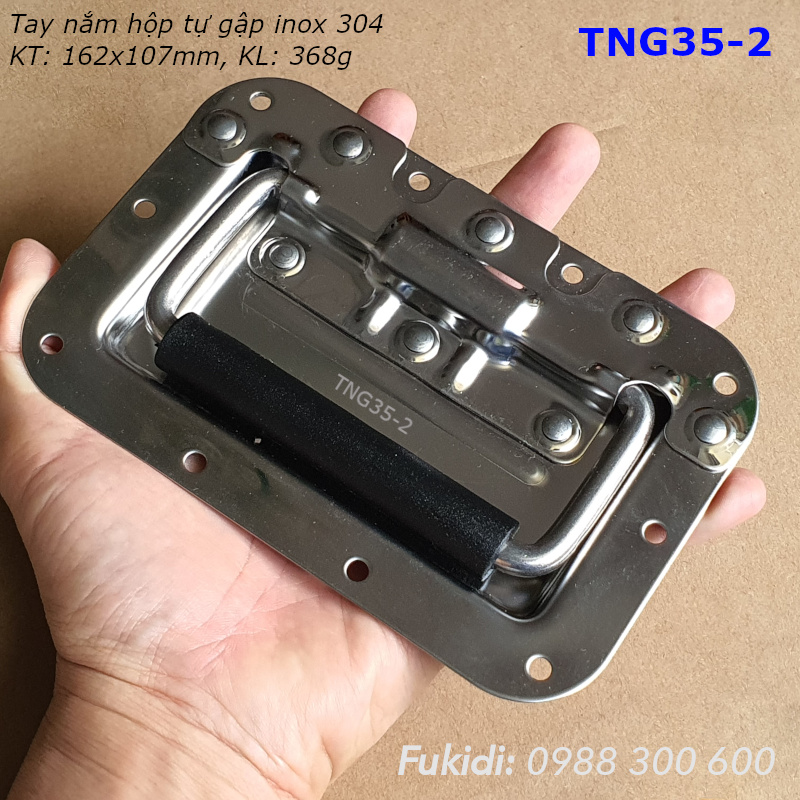 Tay nắm hộp gỗ tự gập, inox 304, KT: 162x107mm, KL 368g - TNG35-2