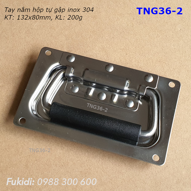 Tay nắm hộp dụng cụ tự gập, inox 304, KT: 132x80mm, KL 200g - TNG36-2