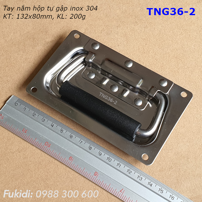 Tay nắm hộp dụng cụ tự gập, inox 304, KT: 132x80mm, KL 200g - TNG36-2