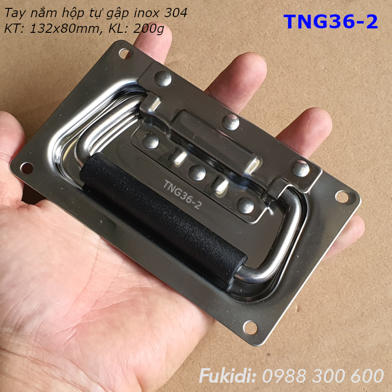 Tay nắm hộp dụng cụ tự gập, inox 304, KT: 132x80mm, KL 200g - TNG36-2
