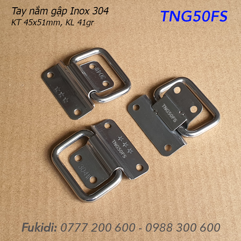 Tay nắm gập, tay nắm hộp gỗ, inox 304, KT 45x51x1mm - TNG50FS