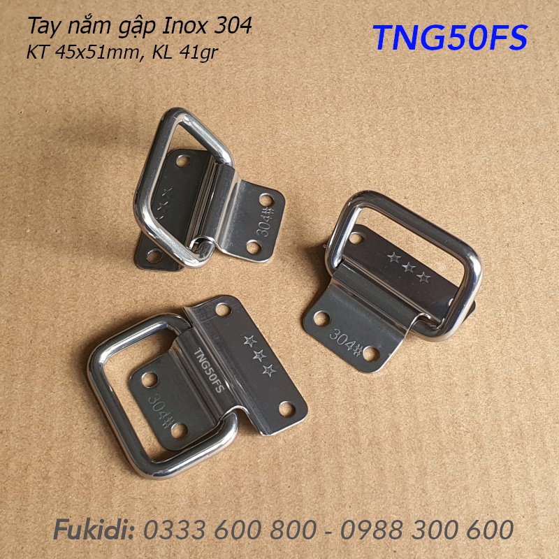 Tay nắm gập, tay nắm hộp gỗ, inox 304, KT 45x51x1mm - TNG50FS