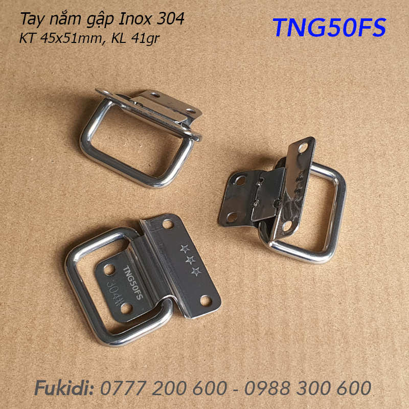 Tay nắm gập, tay nắm hộp gỗ, inox 304, KT 45x51x1mm - TNG50FS