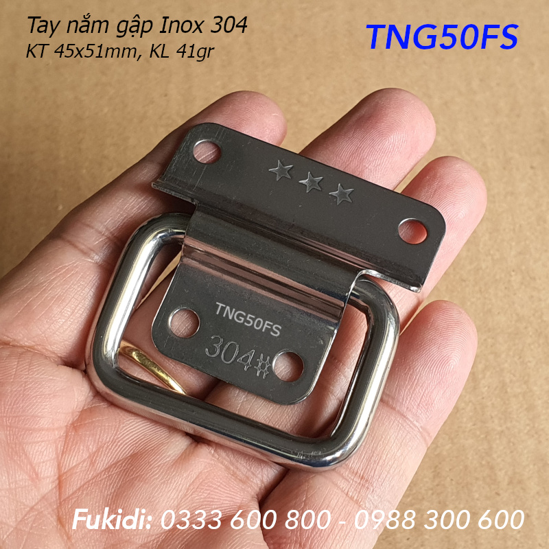 Tay nắm gập, tay nắm hộp gỗ, inox 304, KT 45x51x1mm - TNG50FS