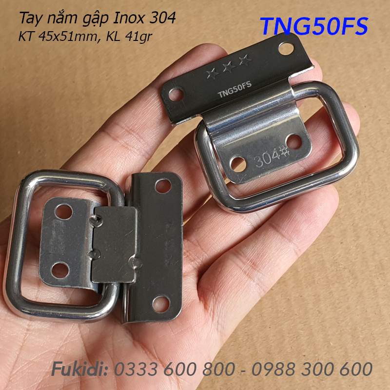 Tay nắm gập, tay nắm hộp gỗ, inox 304, KT 45x51x1mm - TNG50FS