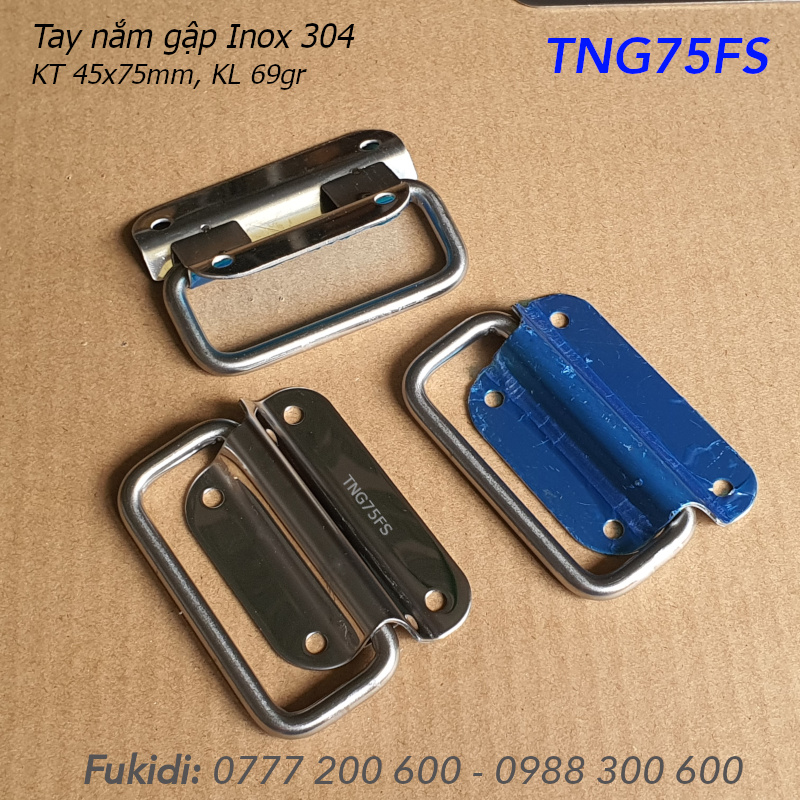 Tay nắm gập, tay nắm hộp gỗ, inox 304, KT 45x75x1mm - TNG75FS
