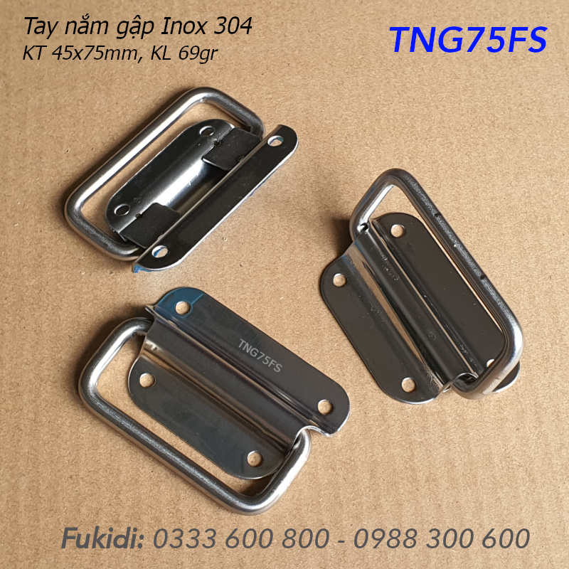 Tay nắm gập, tay nắm hộp gỗ, inox 304, KT 45x75x1mm - TNG75FS