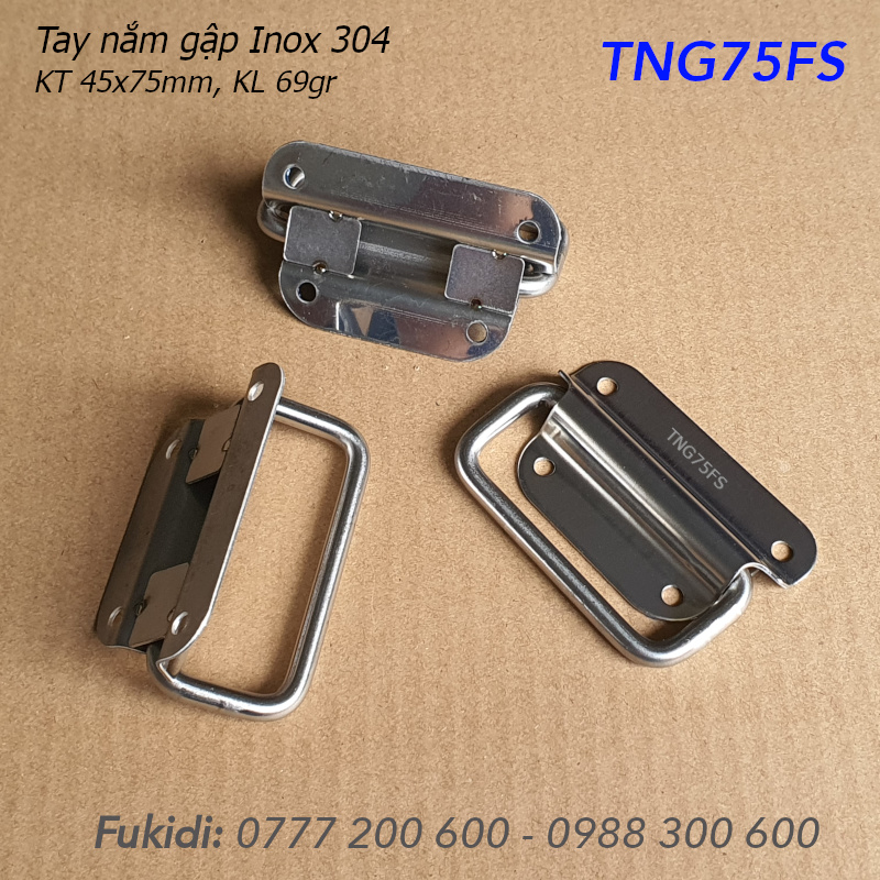 Tay nắm gập, tay nắm hộp gỗ, inox 304, KT 45x75x1mm - TNG75FS