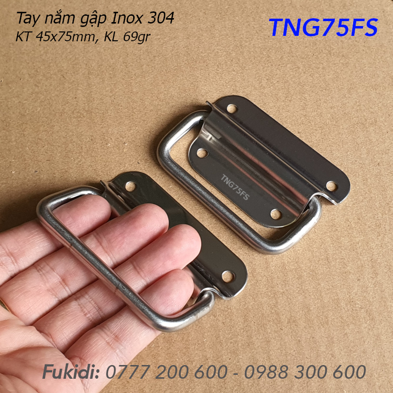 Tay nắm gập, tay nắm hộp gỗ, inox 304, KT 45x75x1mm - TNG75FS