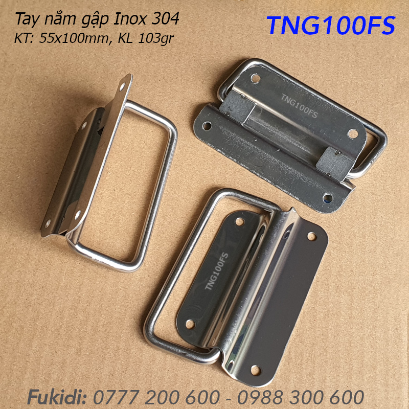Tay nắm gập, tay nắm hộp gỗ, inox 304, KT 55x100x1mm - TNG100FS