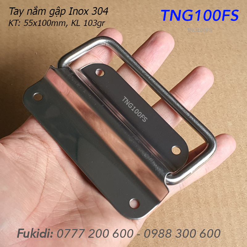 Tay nắm gập, tay nắm hộp gỗ, inox 304, KT 55x100x1mm - TNG100FS