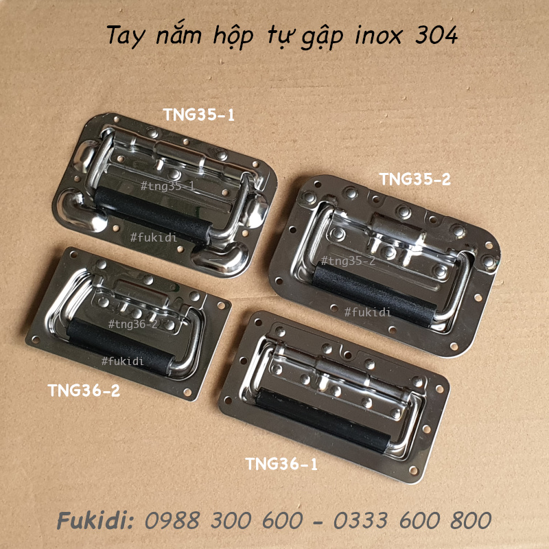 Tay nắm hộp dụng cụ tự gập, inox 304, KT: 156x83mm, KL 250g - TNG36-1