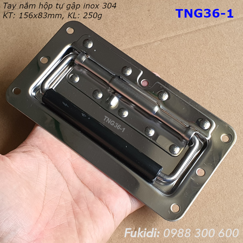 Tay nắm hộp dụng cụ tự gập, inox 304, KT: 156x83mm, KL 250g - TNG36-1