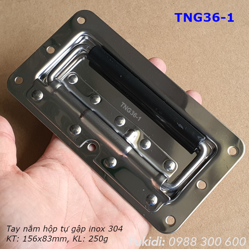 Tay nắm hộp dụng cụ tự gập, inox 304, KT: 156x83mm, KL 250g - TNG36-1
