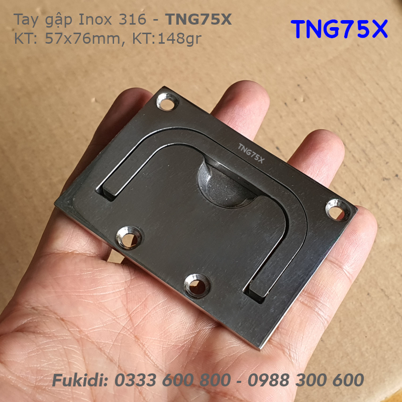 Tay nắm gập inox 316, KT 76x57, dày 2.8mm, bề mặt sáng bóng - TNG75X