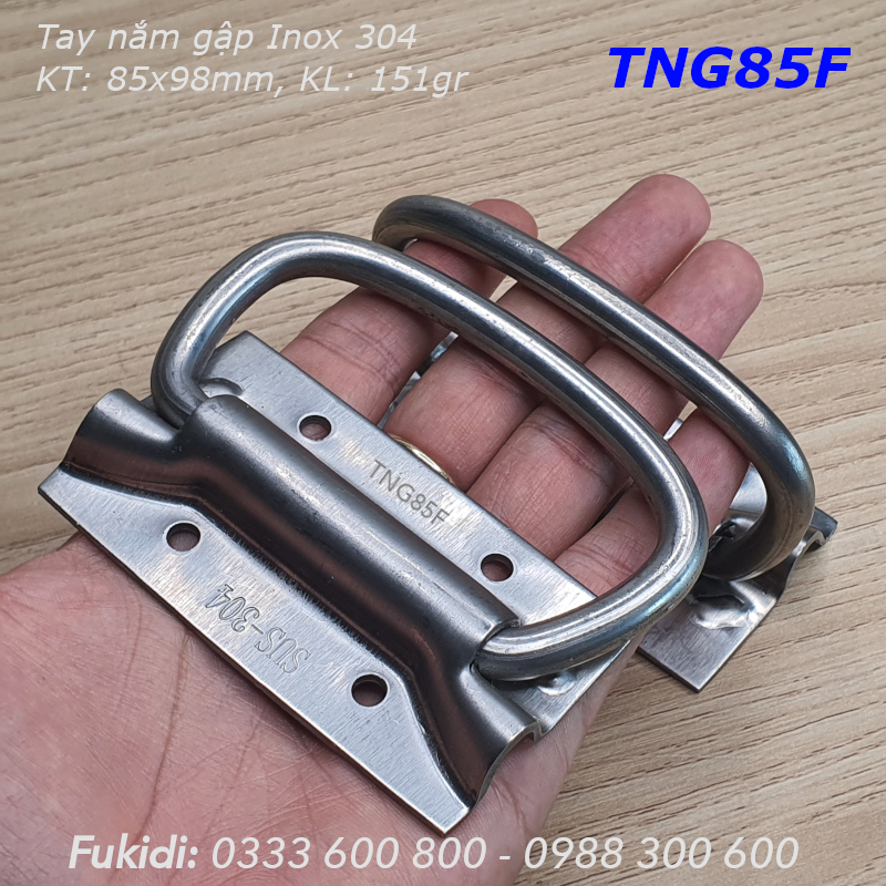 Tay nắm gập, tay nắm hộp gỗ, inox 04, KT 85x98, rộng 84mm - TNG85F