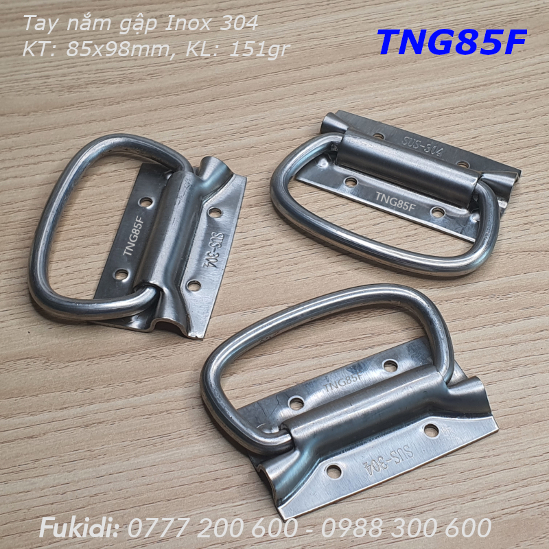 Tay nắm gập, tay nắm hộp gỗ, inox 04, KT 85x98, rộng 84mm - TNG85F